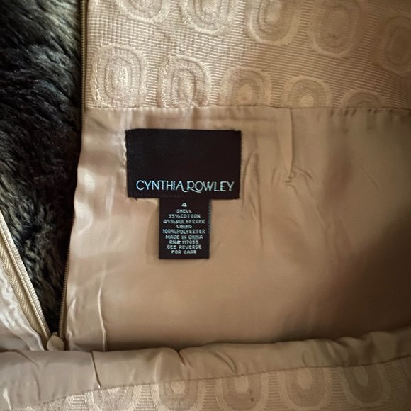 Cynthia Rowley Skirt Women Size 4 Beige Textured Pencil Straight Back Zipper - Picture 6 of 7